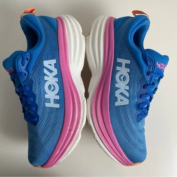 Hoka Bondi 8 Running Shoes Women's Size 10B Blue Pink Sneakers Gym - Picture 7 of 12